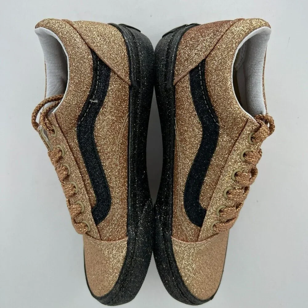 Vans Kids 508357 Gold Casual Old Skool Party Glitter Lace Up Size 2.5 Sneakers